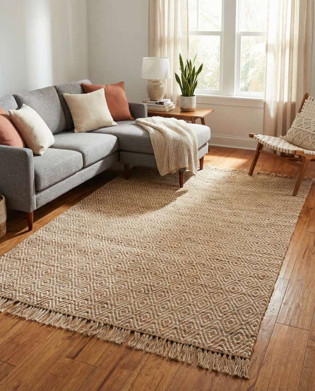 Area Rug Natural Jute Oval Bohemian Hand Woven Braided Natural Fiber