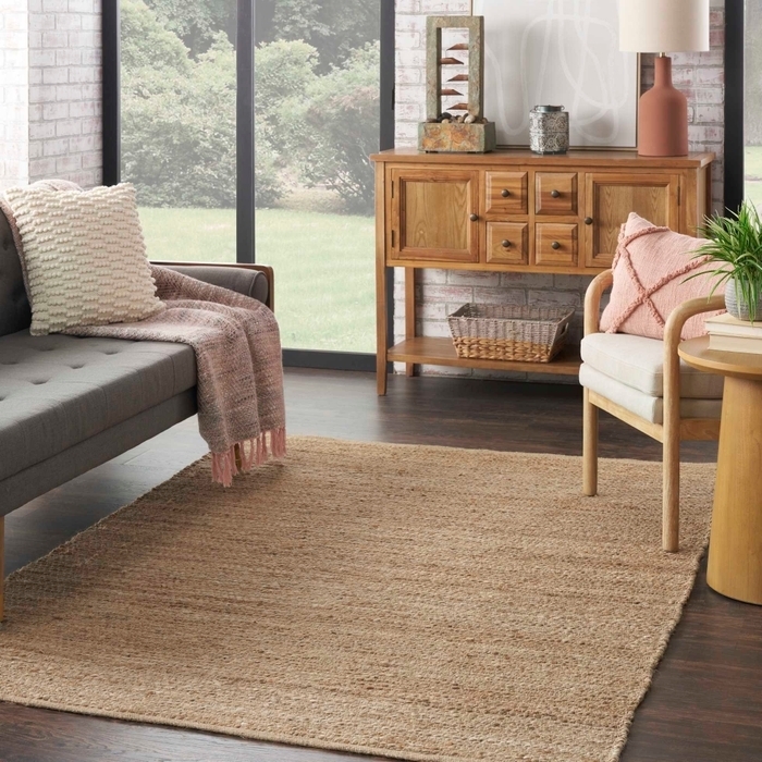 Area Rug Natural Jute Rug Living Room Chunky Weave Basketweave