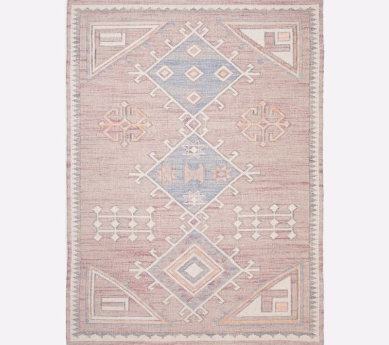 Area Rug Natural Jute Wool Blend Geometric Border Handwoven Flatweave
