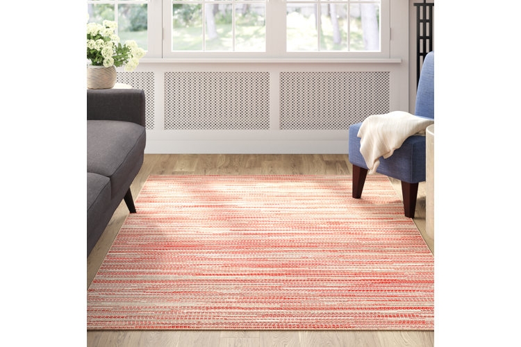 Area Rug, Navy and White Geometric Stripe, Flatweave, Coastal Style