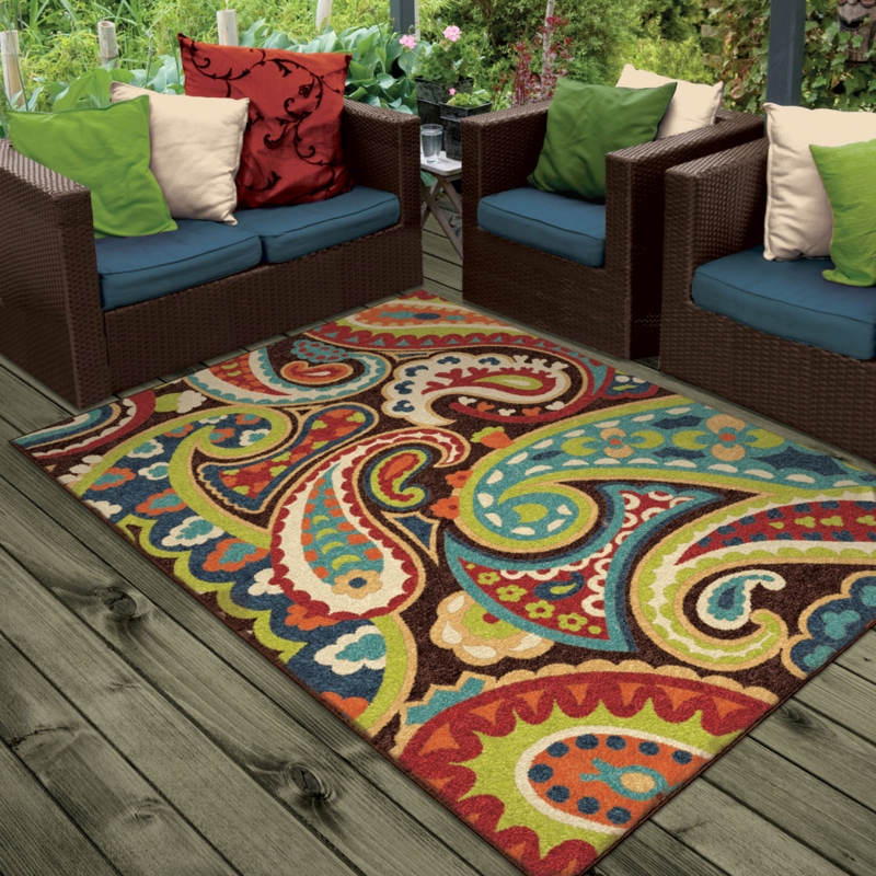 Area Rug Navy Blue Base Paisley Flatweave Bohemian Deck Ideas