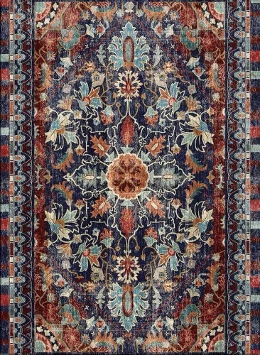 Area Rug Navy Blue Botanical Microfiber Navy Blue Floral Area Rug