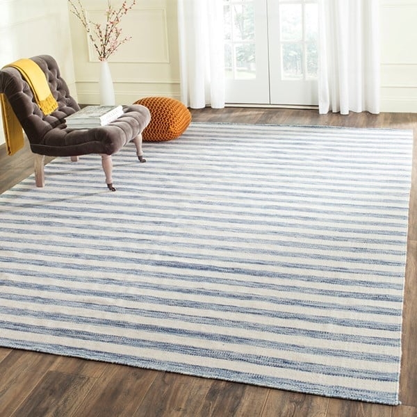 Area Rug Navy Blue Diamond Pattern Traditional Living Room Styling