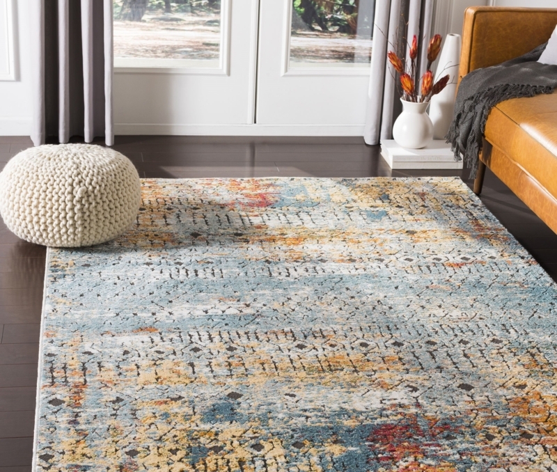 Area Rug: Navy Blue Traditional Floral Medallion Oriental Pattern