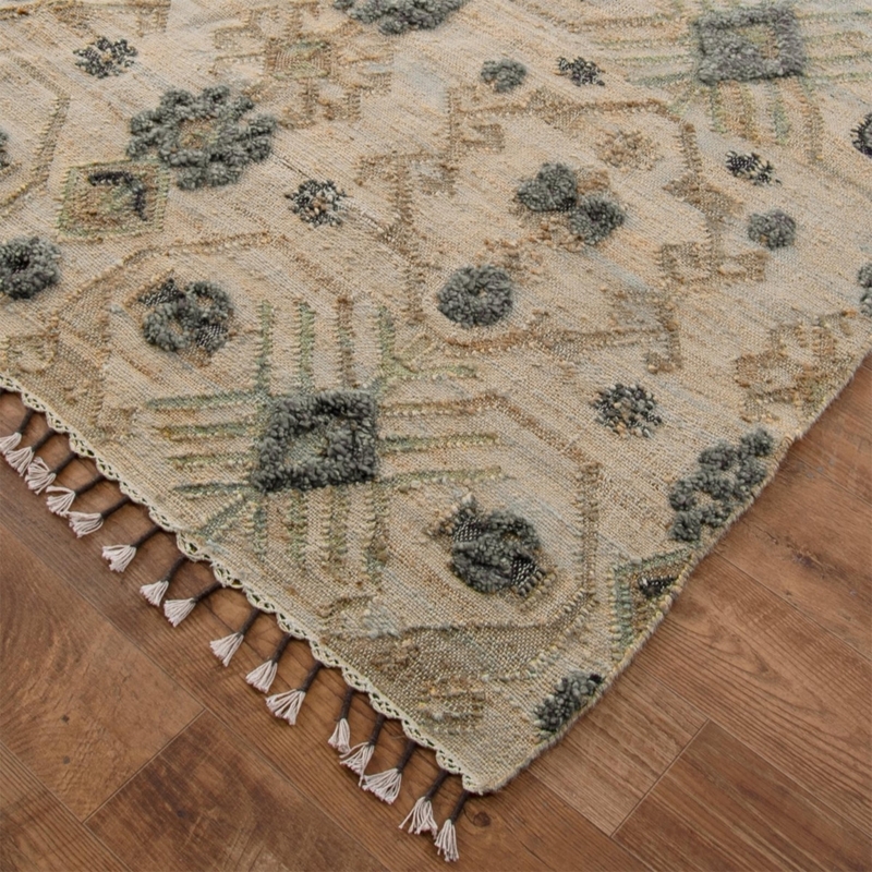 Area Rug Navy Geometric Motif Transitional Dhurrie Weave Flatweave