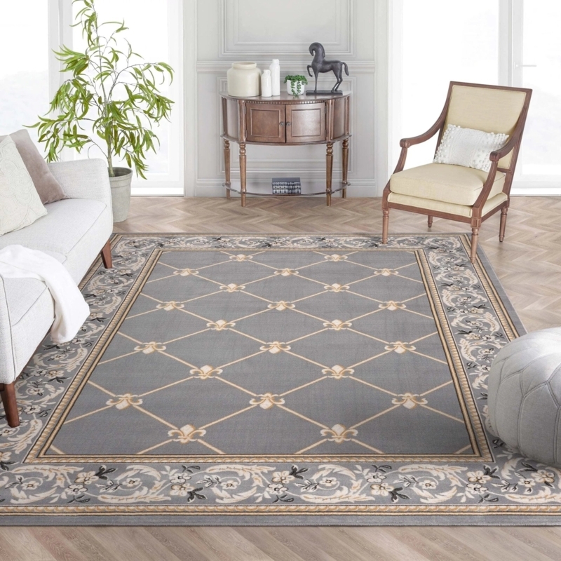 Area Rug Navy Monochrome Styling Distressed Medallion Vintage