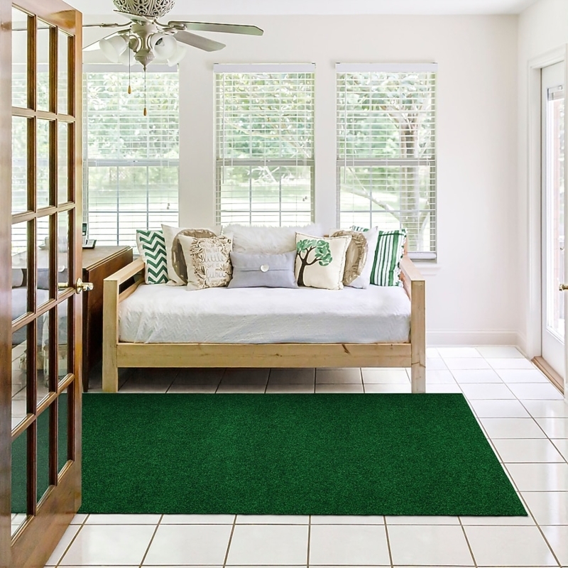 Area Rug, Needle Punch Indoor Outdoor, Forest Green, Pet-Friendly