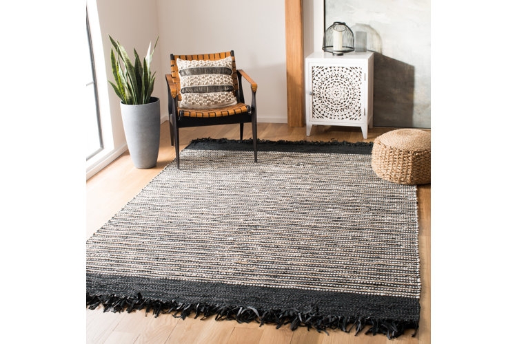 Area Rug, Neutral Fringed Flatweave, Textured Area Rug for Hardwoods