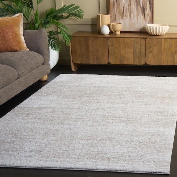 Area Rug Neutral Transitional Style Distressed Chevron Low Pile Decor