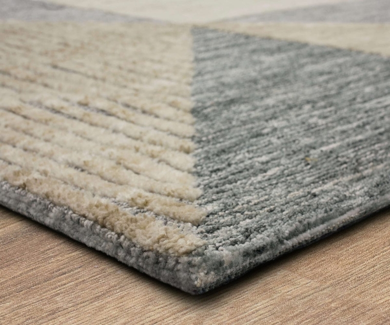 Area Rug Oblique Line Pattern Tan and Grey Low Pile, Minimalist Decor