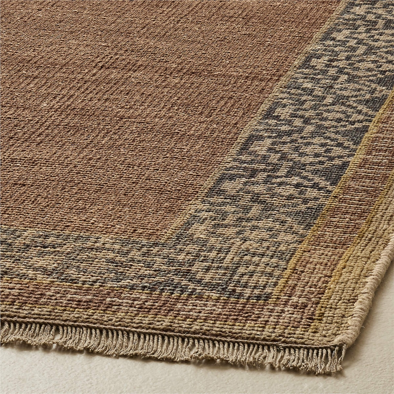 Area Rug Organic Abstract Shapes Mauve Hand-Knotted Tonal Contemporary