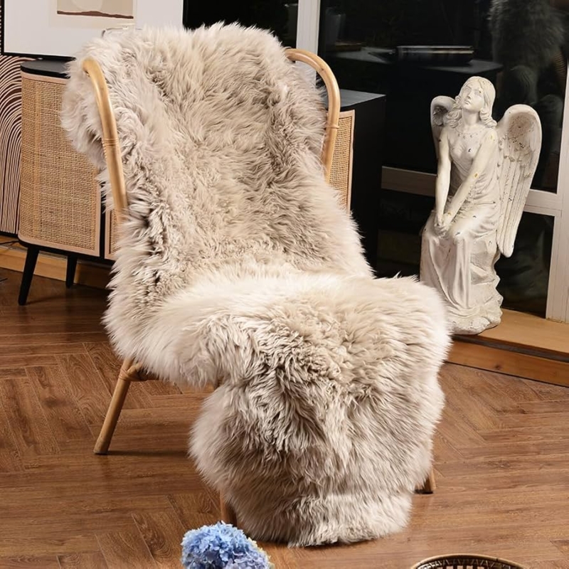 Area Rug: Organic Cream and Brown Gradient Sheepskin Pelt
