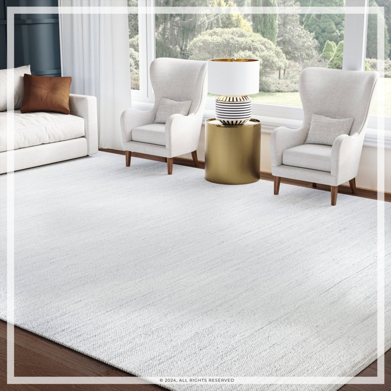 Area Rug Organic Modern Asymmetric Linear Pattern Flat Weave