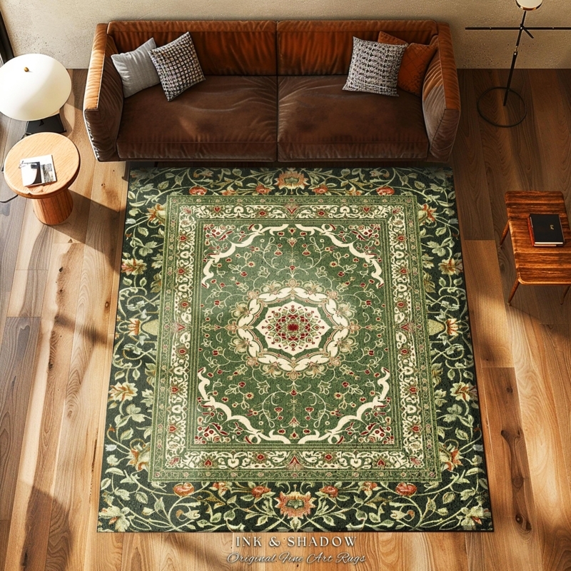 Area Rug, Ornate Medallion Pattern, Bohemian Victorian Fusion Style