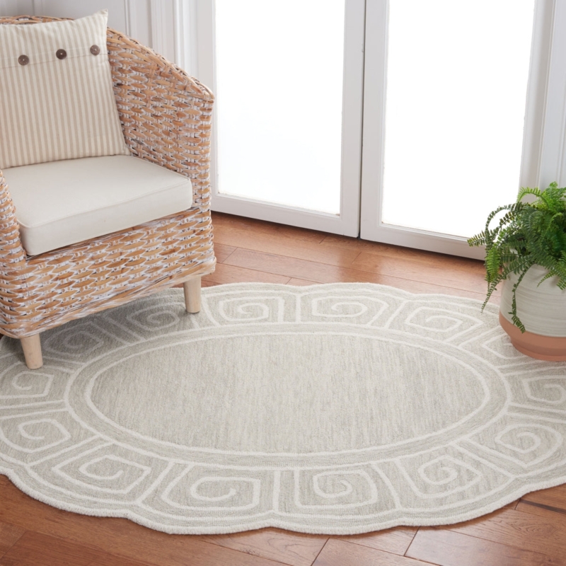 Area Rug Oval Beige Ivory Large Scale Botanical Print Transitional