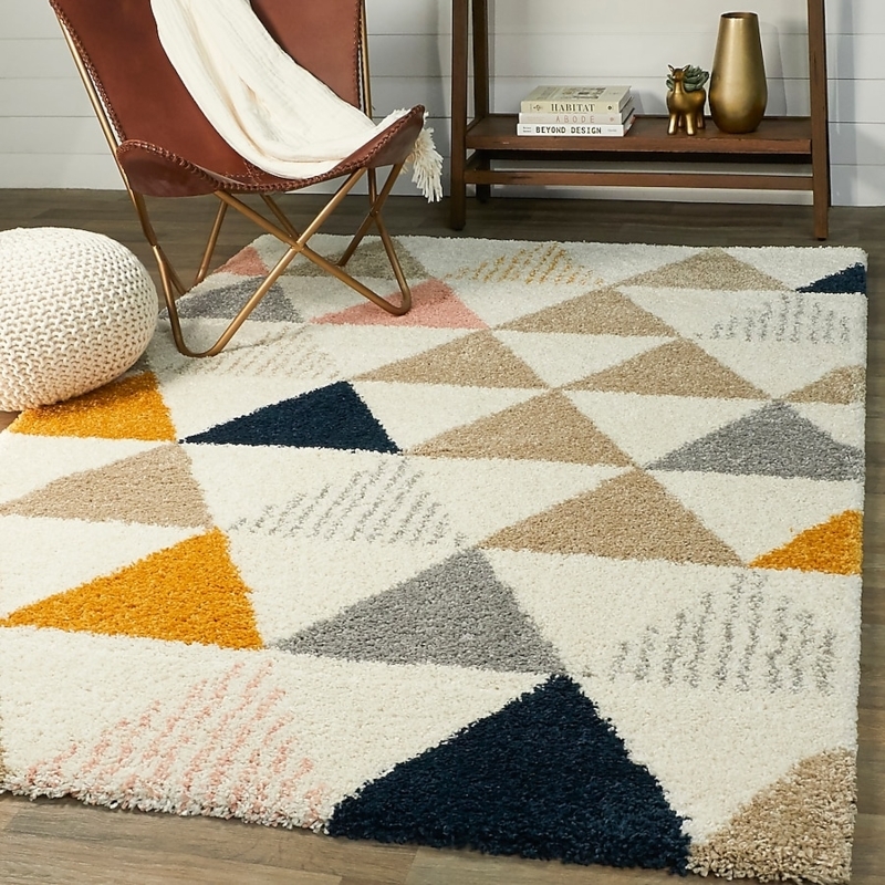 Area Rug Overlapping Geometric Pattern Mid Century Palette Vibrant.