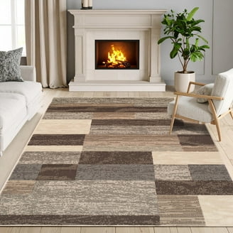 Area Rug Overlapping Rectangles Slate Geometric Modern Living Room