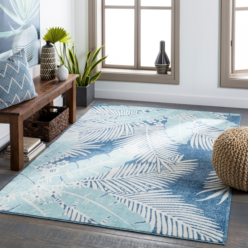 Area Rug Oversized Monstera Pattern Beige Neutral Botanical Decor