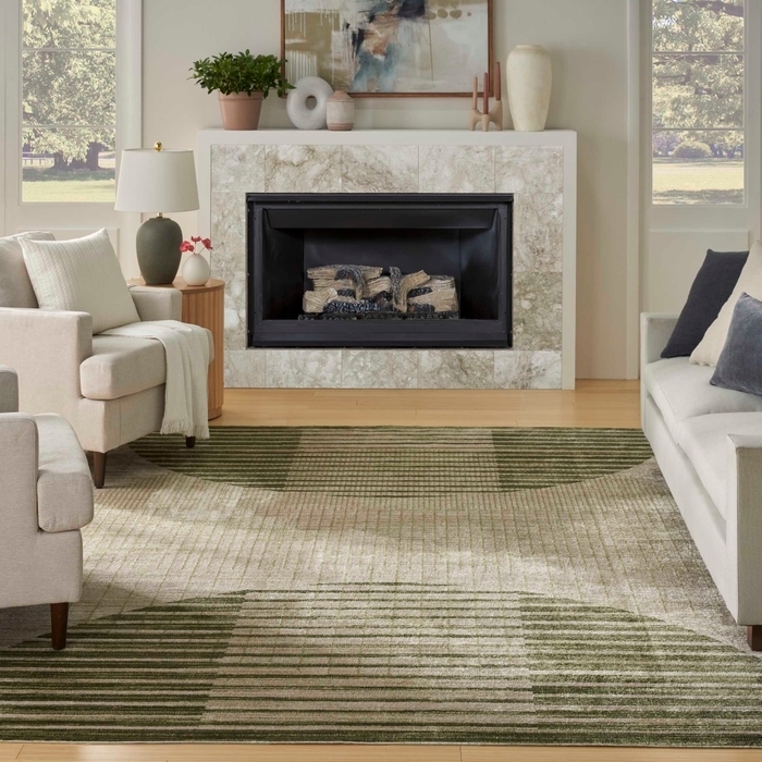 Area Rug, Painterly Abstract Pattern, Transitional Living Room