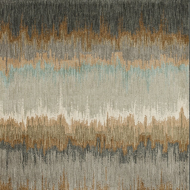 Area Rug Painterly Motif Gold Accents Abstract Modern Styling