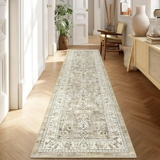 Area Rug Palm Frond Pattern Woven Beige Green Coastal Living Room