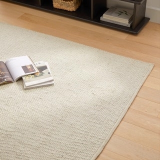 Area Rug Pebble Weave Ivory Handwoven, Organic Modern Living Room Styling