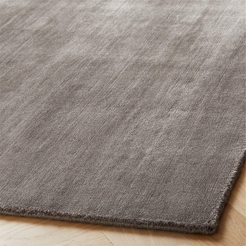 Area Rug Performance Fabric Solid Color Charcoal Grey Low Pile