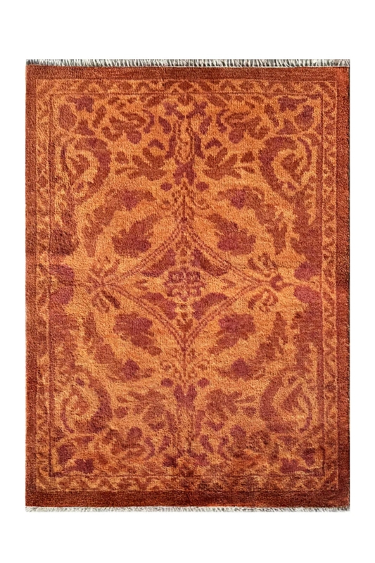 Area Rug Persian-Style Burgundy Intricate Vine Hand-Knotted