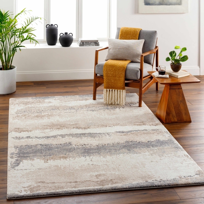 Area Rug Persian Style Distressed Pattern Navy Cream Transitional