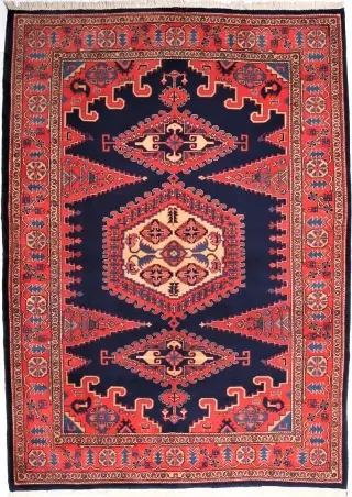 Area Rug Persian Vis Tribal Geometric Navy and Dark Red