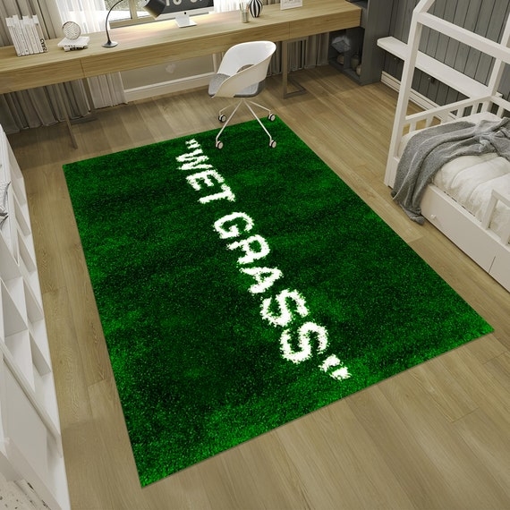 Area Rug Photographic Print Wet Grass Pattern Realism Biophilic