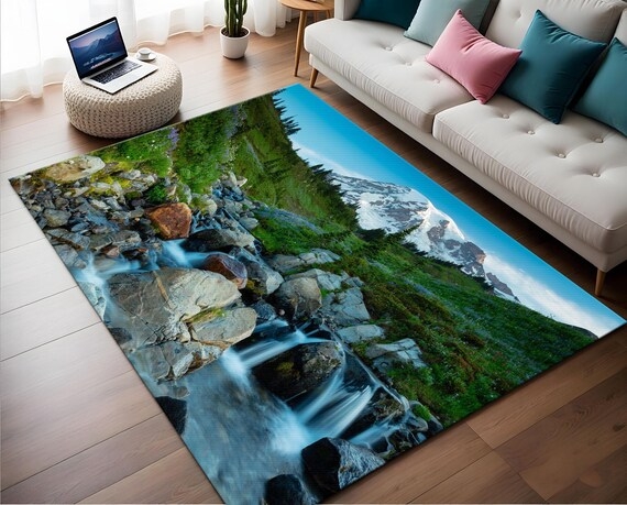Area Rug Photographic Sunset Landscape Minimalist Vibrant