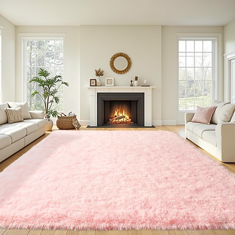Area Rug: Pink and Navy Tie Dye Pattern, Shaggy Living Room Decor