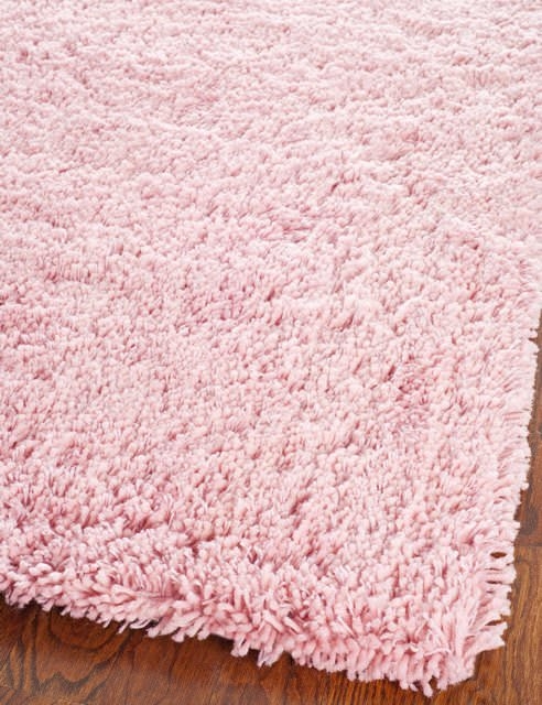 Area Rug: Pink Shag Runner Shape, High Pile Hallway Accent