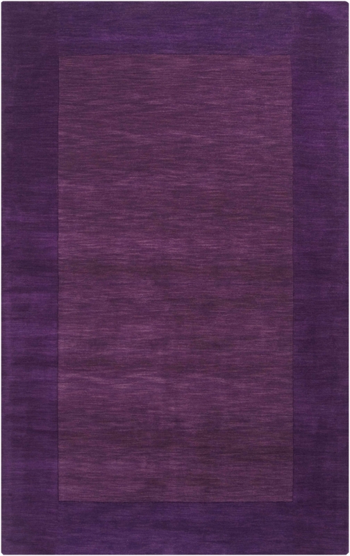 Area Rug Plum Hue Tone on Tone Border Solid Color Low Pile Minimalist