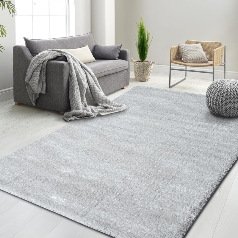 Area Rug Plush Aqua Shag, High Pile Solid Color Modern Carpet