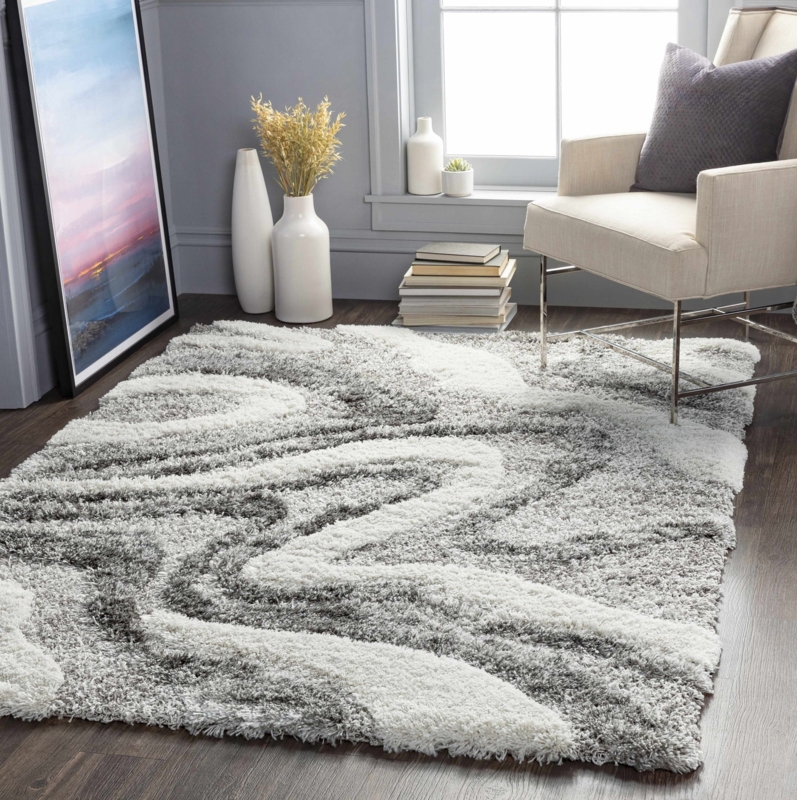 Area Rug Plush High Pile Shag Texture Minimalist Canyon Hue