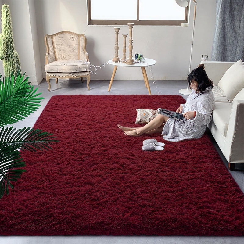 Area Rug Plush Shag High Pile Texture for Glam Living Room