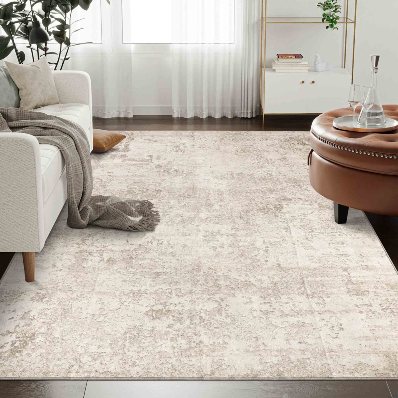 Area Rug, Plush Shag Texture, High-Low Pile, Scandinavian Living Room