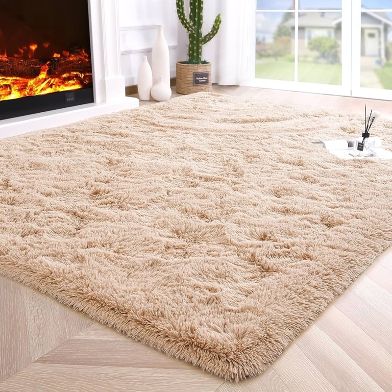 Area Rug, Plush Surface, Shag Texture, Cozy Scandinavian Living Room Rug