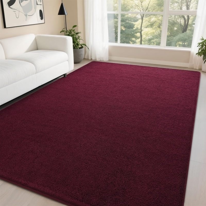 Area Rug Plush Velvet Like Texture Solid Color Modern Minimalist