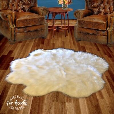Area Rug Random Edge High Pile Shag Organic Shape Fur Like