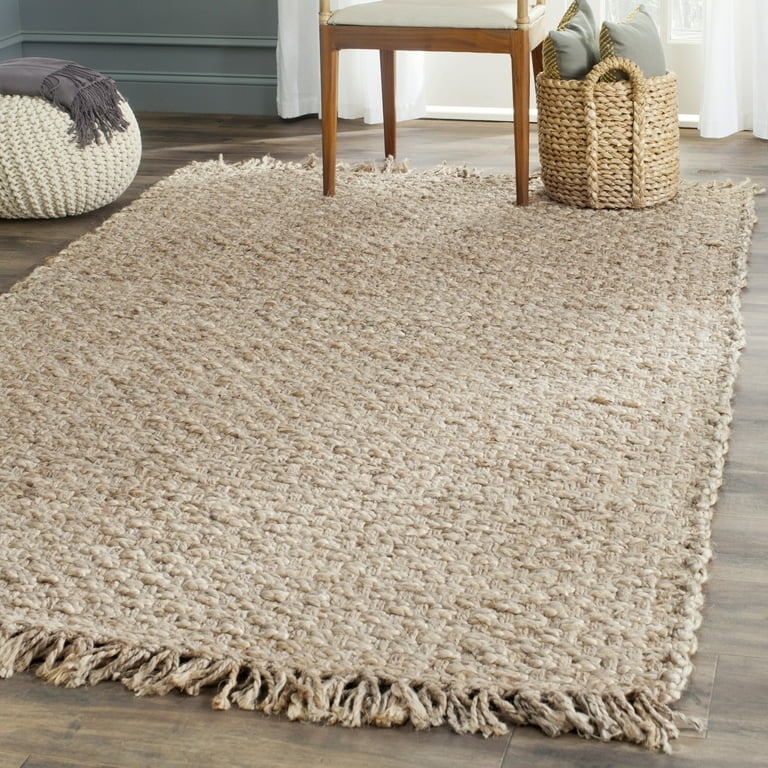 Area Rug, Rectangular Braided Weave Natural Jute, Boho Style Floor Decor