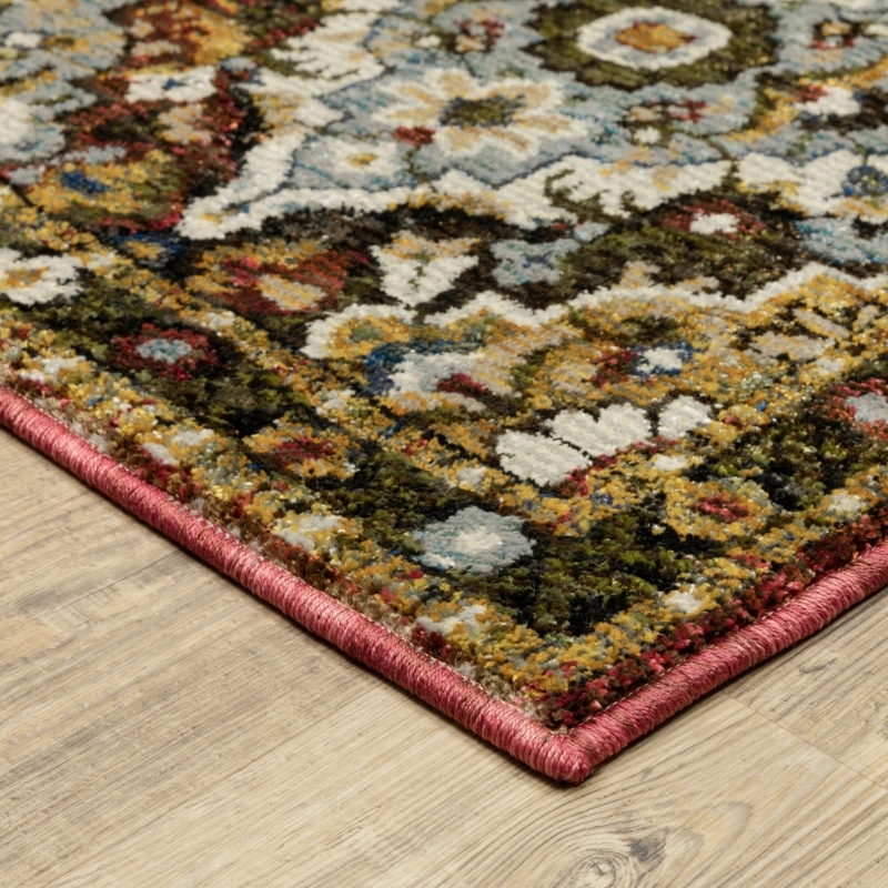 Area Rug Red Traditional Oriental Medallion Gold Accents