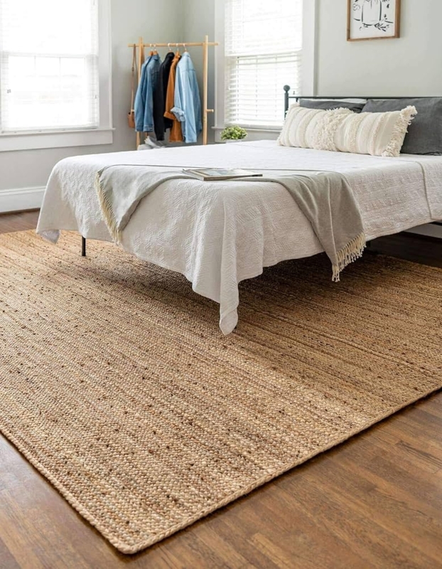 Area Rug Reversible Chunky Braided Jute Natural Coastal Style