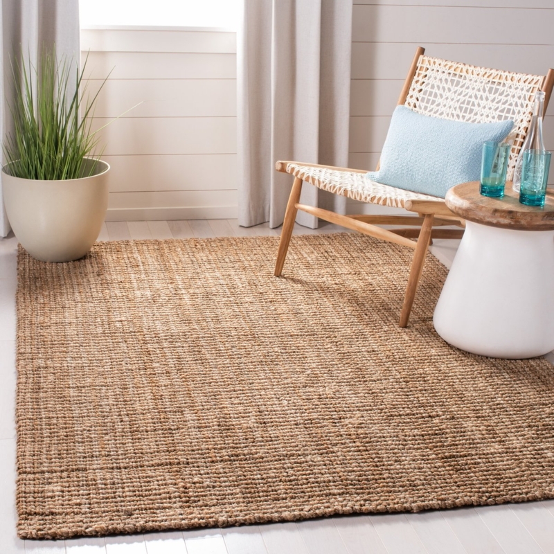 Area Rug Ribbed Weave Natural Fiber Minimalist Coastal Decor