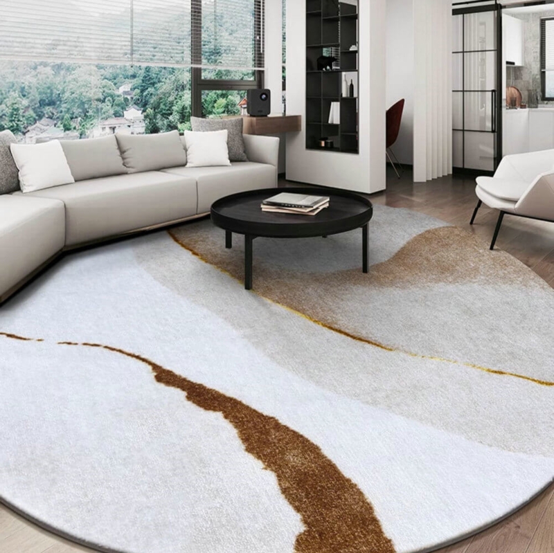 Area Rug Round Artistic Abstract Thick Pile Vibrant Multi-Color