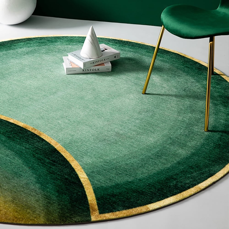 Area Rug Round Asymmetrical Color Block Modern Living Room