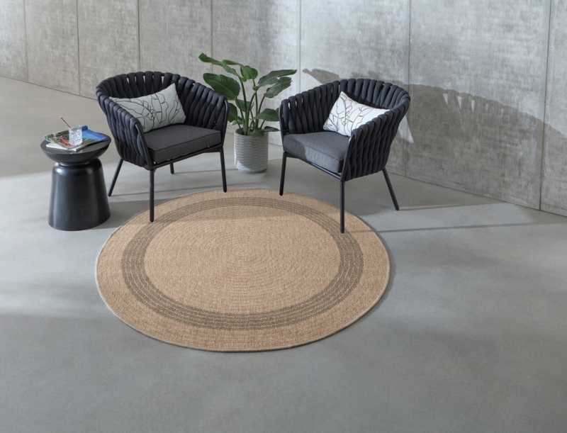 Area Rug Round Blue Grey Radiating Concentric Sunburst
