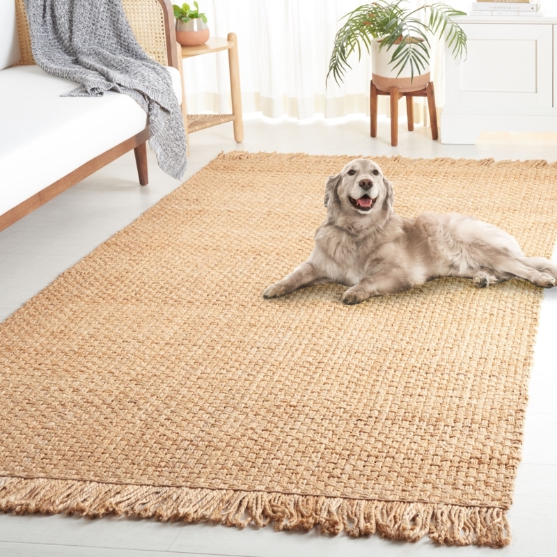 Area Rug Round Jute Weave Tassel Fringe Natural Fiber Farmhouse